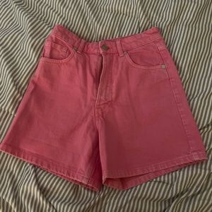 Zara pink high waisted mom jean shorts